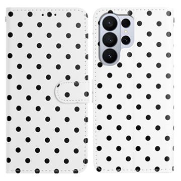 Samsung Galaxy S26 Ultra Polka-Dot-Muster Wallet Hülle - Weiß