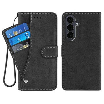 Samsung Galaxy S26+ Elegante retro wallet hülle mit drehbarem Kartenhalter und Standfunktion - Schwarz