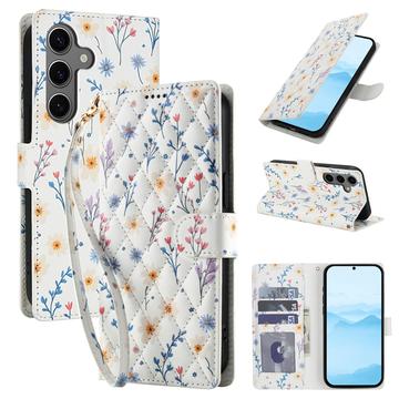 Samsung Galaxy S26+ Rhombisches Blumen Wallet Hülle