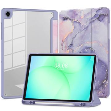 Samsung Galaxy Tab A11+/A9+ Tech-Protect SmartCase Pen Hybrid Tri-Fold Folio Hülle - Violet Marble