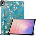 Samsung Galaxy Tab S11 Tri-Fold Serie Smart Folio Hülle - Weiß Blumen