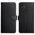 Samsung Galaxy XCover7 Pro Lederhülle mit Geldbörse und Ständer - Schwarz