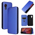 Samsung Galaxy Xcover 5 Flip Hülle - Karbonfaser - Blau