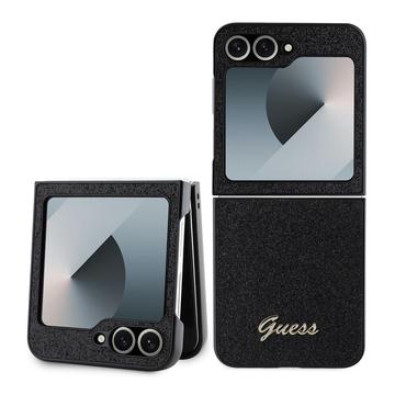 Samsung Galaxy Z Flip6 Guess Glitter Flakes Metal Logo Hybrid Hülle - Schwarz