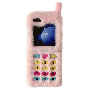 Samsung Galaxy Z Flip6 Retro-Plüsch-Hülle mit gestickten Wähltasten - Rosa