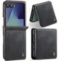 Samsung Galaxy Z Flip7 Caseme 033 Kalb Textur Brieftasche Hülle mit RFID-Blockierung - schwarz