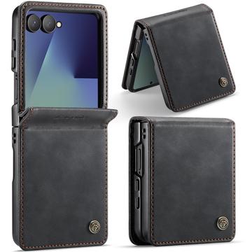 Samsung Galaxy Z Flip7 Caseme 033 Kalb Textur Brieftasche Hülle mit RFID-Blockierung - schwarz