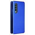 Samsung Galaxy Z Fold3 5G Flip Hülle - Karbonfaser - Blau