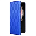 Samsung Galaxy Z Fold3 5G Flip Hülle - Karbonfaser - Blau