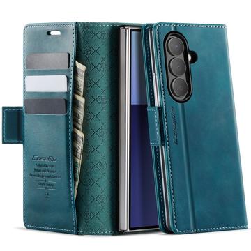 Samsung Galaxy Z Fold7 Caseme 033 Kalb Textur Brieftasche Hülle mit RFID-Blockierung - Grün