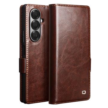 Samsung Galaxy Z Fold7 Qialino Classic Lederhülle mit Geldbörse - Dunkelbraun