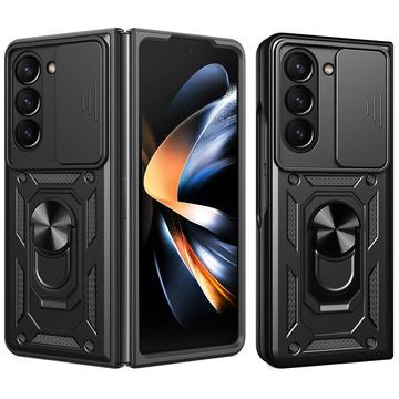 Samsung Galaxy Z Fold7 Drehring-Hybrid Hülle mit Kameraschutz - Schwarz