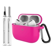 AirPods Pro 3 Silikonhülle mit Karabiner und Reinigungsstift - Hot Pink