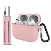 AirPods Pro 3 Silikonhülle mit Karabiner und Reinigungsstift - Pink