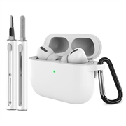 AirPods Pro 3 Silikonhülle mit Karabiner und Reinigungsstift - Weiß