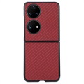 Huawei P50 Pocket Slim Cover - Karbonfaser - Rot