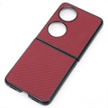 Huawei P50 Pocket Slim Cover - Karbonfaser - Rot