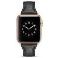Apple Watch Series 7/SE/6/5/4/3/2/1 Schmales Lederband - 45mm/44mm/42mm - Schwarz