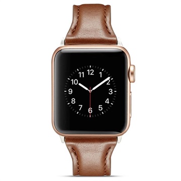 Apple Watch Series 7/SE/6/5/4/3/2/1 Schmales Lederband - 45mm/44mm/42mm - Kaffee