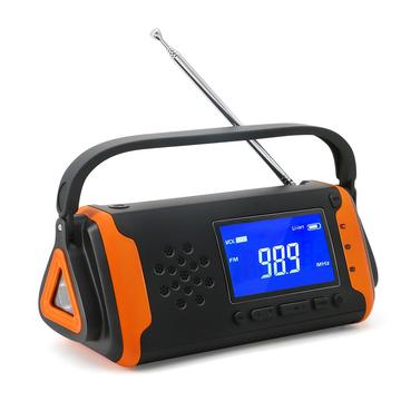 Solarbetriebenes Notfallradio mit Taschenlampe, Powerbank - Schwarz / Orange