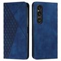 Sony Xperia 1 VI Brieftaschenhülle mit Rautenmuster mit Magnetverschluss - Blau