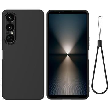 Sony Xperia 1 VII Liquid Silikonhülle mit Handschlaufe - Schwarz