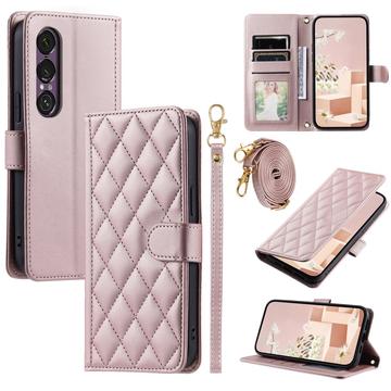 Sony Xperia 1 VII Luxus Gesteppte Wallet Hülle