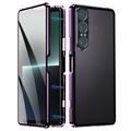 Sony Xperia 1 VII Magnetische Hülle mit gehärtetem Glas - Lila