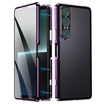 Sony Xperia 1 VII Magnetische Hülle mit gehärtetem Glas - Lila