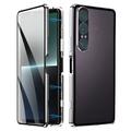 Sony Xperia 1 VII Magnetische Hülle mit gehärtetem Glas - Silber