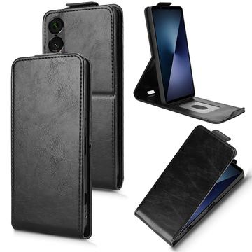 Sony Xperia 1 VII Vertikal Flip Hülle mit Ständer - Schwarz