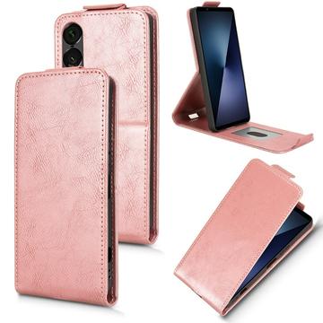 Sony Xperia 1 VII Vertikal Flip Hülle mit Ständer - Roségold