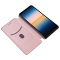 Sony Xperia 10 III, Xperia 10 III Lite Flip Hülle - Karbonfaser - Roségold