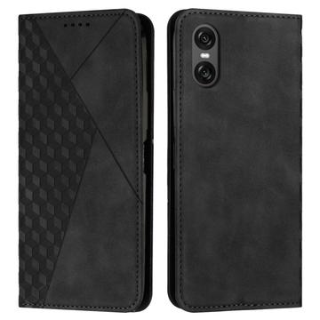 Sony Xperia 10 VI Brieftaschenhülle mit Rautenmuster mit Magnetverschluss