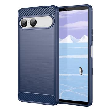 Sony Xperia 10 VII Gebürstete TPU Hülle - Karbonfaser - blau