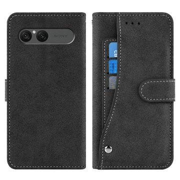Sony Xperia 10 VII Elegante retro wallet hülle mit drehbarem Kartenhalter und Standfunktion - Schwarz