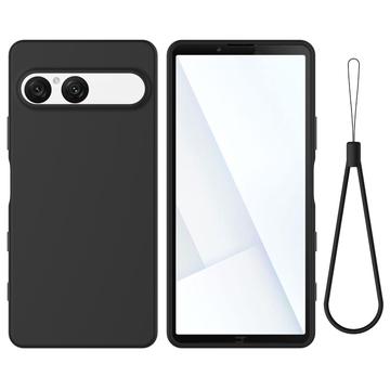 Sony Xperia 10 VII Liquid Silikonhülle mit Handschlaufe - Schwarz