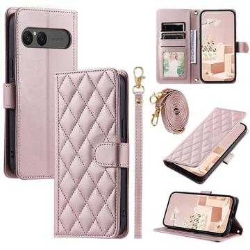 Sony Xperia 10 VII Luxus Gesteppte Wallet Hülle - Roségold