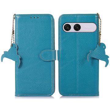 Sony Xperia 10 VIII Wallet Leder Hülle mit RFID - Blau