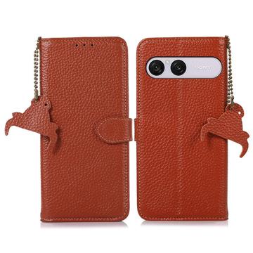 Sony Xperia 10 VIII Wallet Leder Hülle mit RFID - Braun