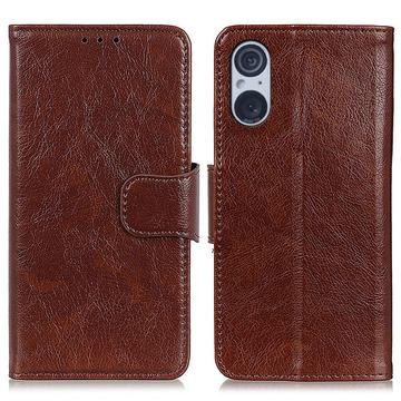 Sony Xperia 5 V Elegant Serie Wallet Schutzhülle - Braun