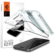 iPhone 15 Spigen Glas.tR Ez Fit Full Cover Panzerglas - 9H - 2 Stk. - Schwarz Rand