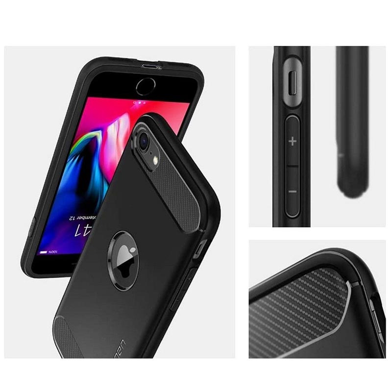 Spigen Rugged Armor iPhone SE (2020) TPU Hülle - Schwarz