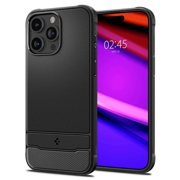 iPhone 15 Pro Spigen Rugged Armor Mag TPU Hülle - Schwarz