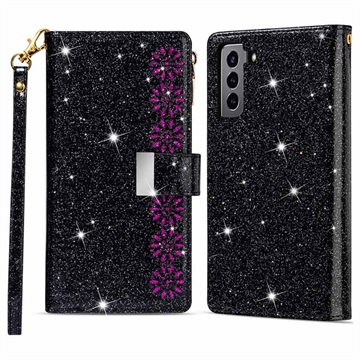 Starlight Serie Samsung Galaxy S22 5G Wallet Hülle - Schwarz