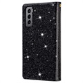 Starlight Serie Samsung Galaxy S22 5G Wallet Hülle - Schwarz