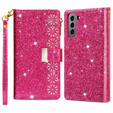 Starlight Serie Samsung Galaxy S22 5G Wallet Hülle - Hot Pink