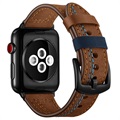 Apple Watch Series 7/SE/6/5/4/3/2/1 Stitched Lederarmband - 41mm/40mm/38mm - Braun