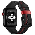 Apple Watch Series 7/SE/6/5/4/3/2/1 Stitched Lederarmband - 45mm/44mm/42mm - Schwarz