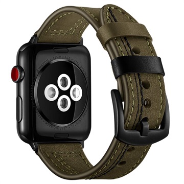 Apple Watch Series 7/SE/6/5/4/3/2/1 Stitched Lederarmband - 45mm/44mm/42mm - Grün